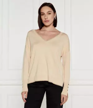 Свитер женский Liu Jo свободный с v-образным вырезом, бежевый