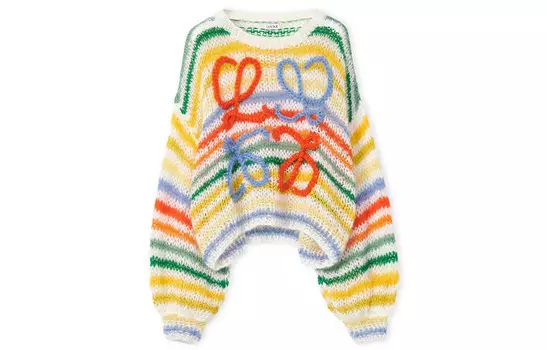 Свитер женский Loewe, белый / синий / красный