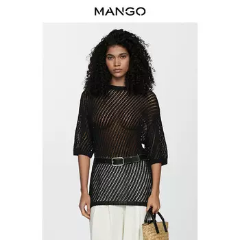 Свитер женский Mango прямой посадки, черный