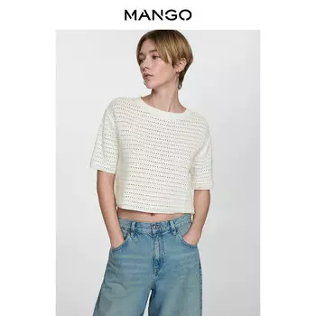 Свитер женский Mango сетчатый, белый