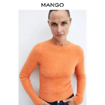 Свитер женский Mango в рубчик, оранжевый