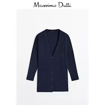 Свитер женский Massimo Dutti 2024 в минималистском стиле, темно - синий