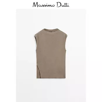 Свитер женский Massimo Dutti с боковыми разрезами, коричневый