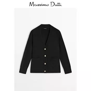 Свитер женский Massimo Dutti с V-образным вырезом, черный