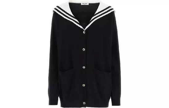 Свитер женский Miu Miu кашемировый, голубой/белый