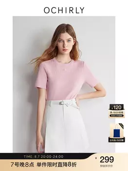 Свитер женский Ochirly Tencel с короткими рукавами, черный