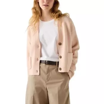 Мягкий кардиган V-образным вырезом UNIQLO, пастельно-розовый