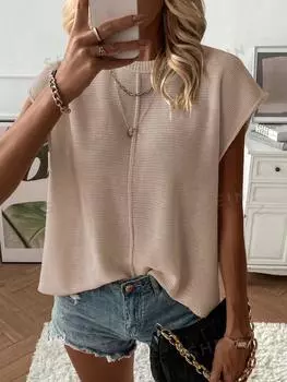 Свитер женский Shein Lune с круглым вырезом, хаки