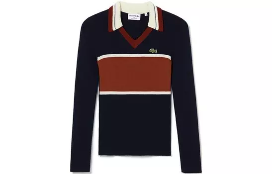 Свитер женский темно-синий/красный Color Blocking Lacoste