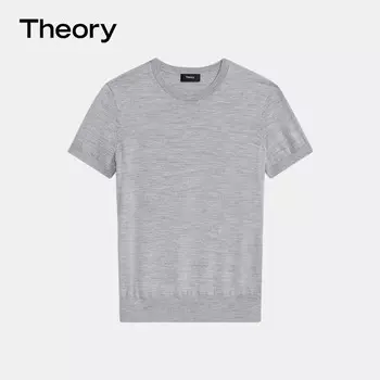 Свитер женский Theory с круглым вырезом и короткими рукавами, черный