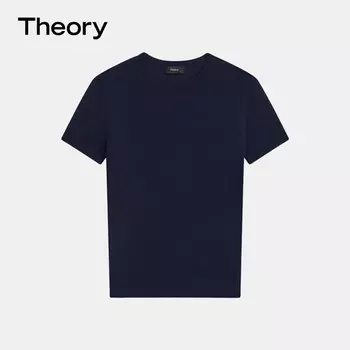 Свитер женский Theory с круглым вырезом и короткими рукавами, серый