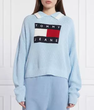 Свитер женский Tommy Jeans с логотипом бренда, голубой
