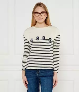 Свитер женский Weekend Maxmara вязаный в полоску, белый