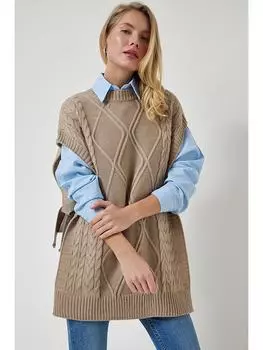 Свитер-жилет Happiness Istanbul, серо-коричневый