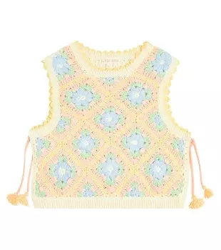 Свитер-жилет rynia крючком из смесового хлопка Louise Misha, розовый