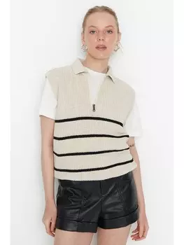 Свитер-жилет trendyol Pullunder, бежевый