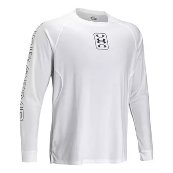 Свитер zone shooting shirt 'white black' Under Armour, белый