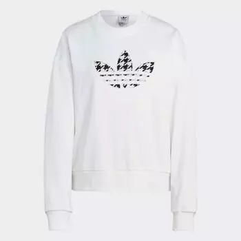 Свитшот Adidas Houndstooth Trefoil Infill Graphic Long Sleeve, черный/белый
