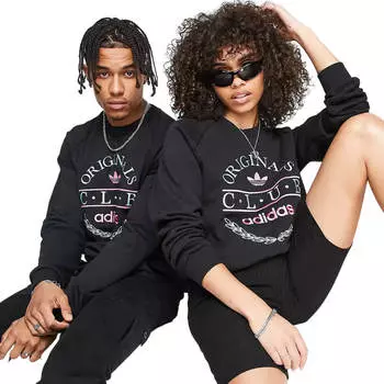 Свитшот Adidas Originals 'Sports Resort' Club With Front Graphics, черный