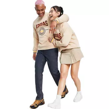 Свитшот Adidas Originals Unisex 'Preppy Varsity' Large Logo, бежевый