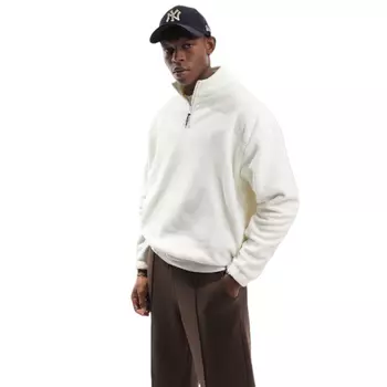 Свитшот Asos Design Oversized Half Zip, бежевый