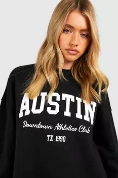 Свитшот austin slogan Boohoo, черный