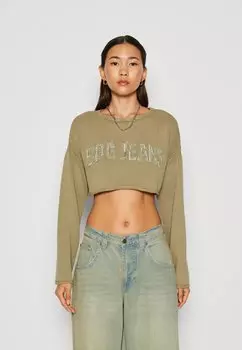 Свитшот BDG Urban Outfitters УКОРОЧЕННЫЙ ДЖЕМПЕР С АППЛИКАЦИЯМИ, SAGE