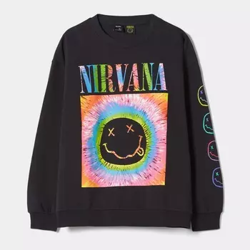 Свитшот Bershka Nirvana Print, серый