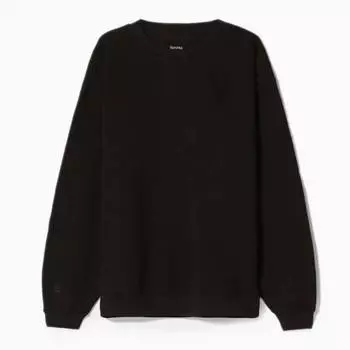 Свитшот Bershka Oversize Round Neck, черный