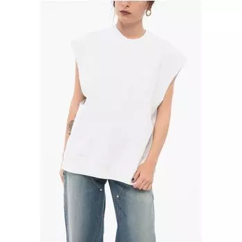 Свитшот без рукавов из начесаного хлопка с нашивкой-логотипом Stella Mccartney, White