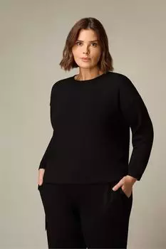 Свитшот Curve с декоративной строчкой Live Unlimited, черный