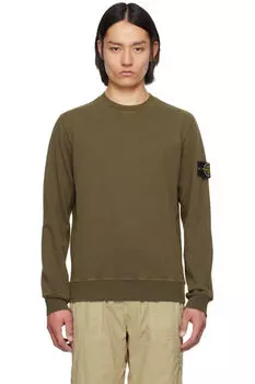 Свитшот цвета хаки Mafil из флиса с эффектом старины Stone Island