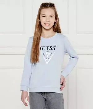 Свитшот детский Guess с фирменным принтом, голубой