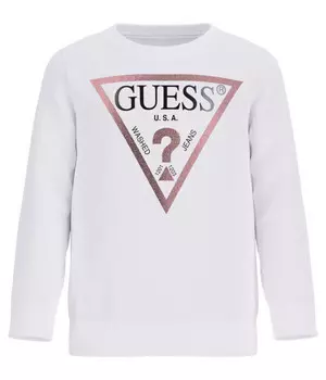 Свитшот детский Guess с логотипом бренда, белый