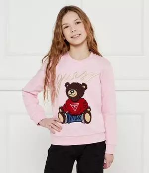 Свитшот детский Guess с вышивкой медведя, розовый