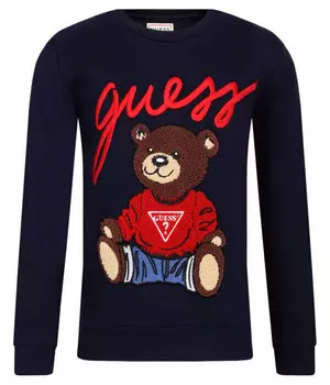 Свитшот детский Guess с вышивкой медведя, синий