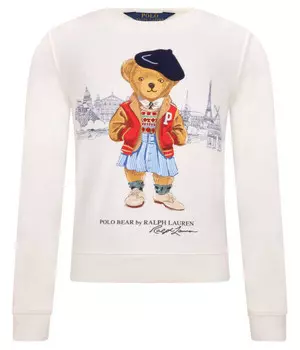 Свитшот детский Polo Ralph Lauren с принтом медведя, бежевый