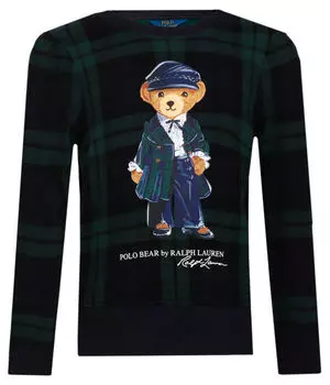 Свитшот детский Polo Ralph Lauren в клетку с принтом, зеленый
