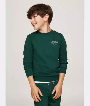 Свитшот детский Tommy Hilfiger с логотипом бренда, зеленый