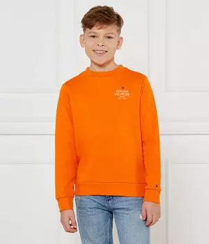 Свитшот детский Tommy Hilfiger с логотипом бренда, оранжевый