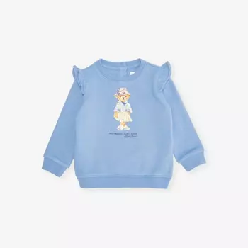 Свитшот для девочек из хлопковой смеси с фирменным принтом Polo Ralph Lauren, синий