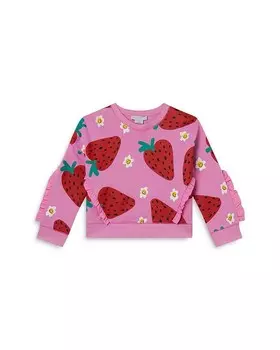 Свитшот для девочек с оборками и узором «Клубника и цветы» — Little Kid Stella McCartney, розовый