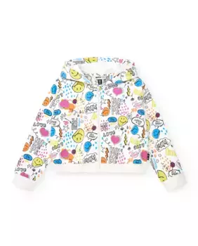 Свитшот для девочек с принтом, капюшоном и молнией Tuc tuc, белый