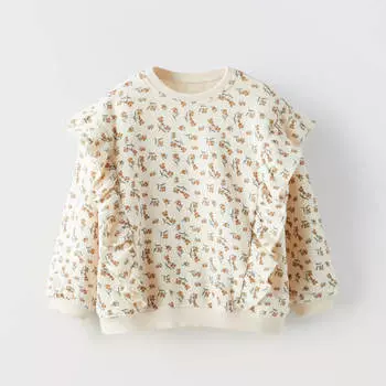 Свитшот для девочек Zara Floral, слоновая кость
