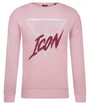 Свитшот для девочки Guess с принтом со стразами, розовый