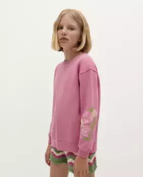 Свитшот для девочки из хлопка с цветами Scalpers, розовый