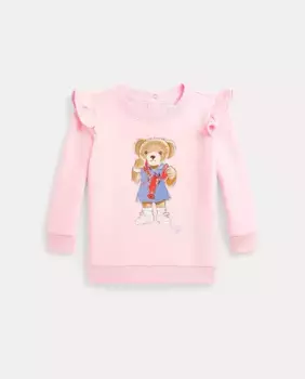 Свитшот для девочки с оборками и Polo Bear Polo Ralph Lauren, светло-розовый