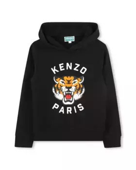 Свитшот для мальчика из черного хлопка Kenzo Kids, чёрный