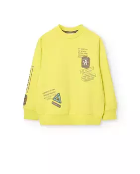 Свитшот для мальчиков из хлопка с круглым вырезом Boboli, желтый