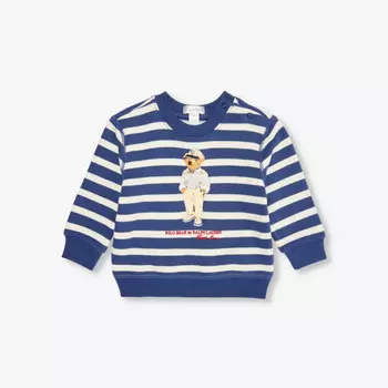 Свитшот для мальчиков из хлопковой смеси с принтом поло и медведем Polo Ralph Lauren, синий